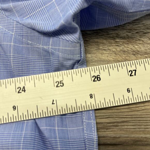 Brooks‎ Brothers 346 Blue White Mens 17 Glen Plaid Non Iron Button Down Shirt - Picture 5 of 7